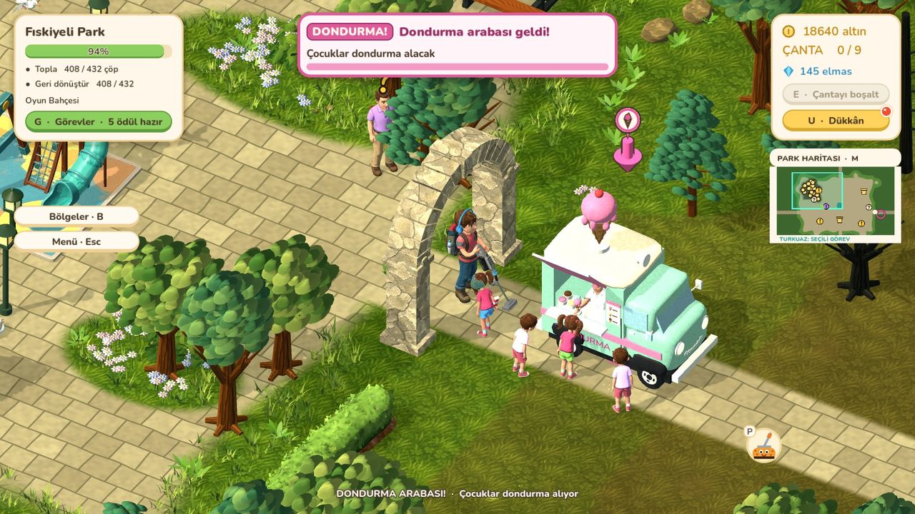 Children at the ice-cream van in the fountain park