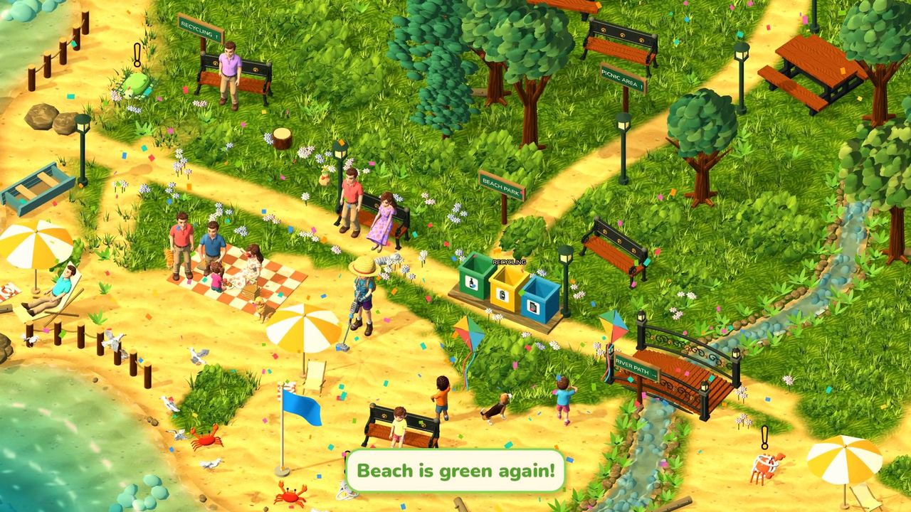 The beach after cleaning: grass, flowers and visitors are back