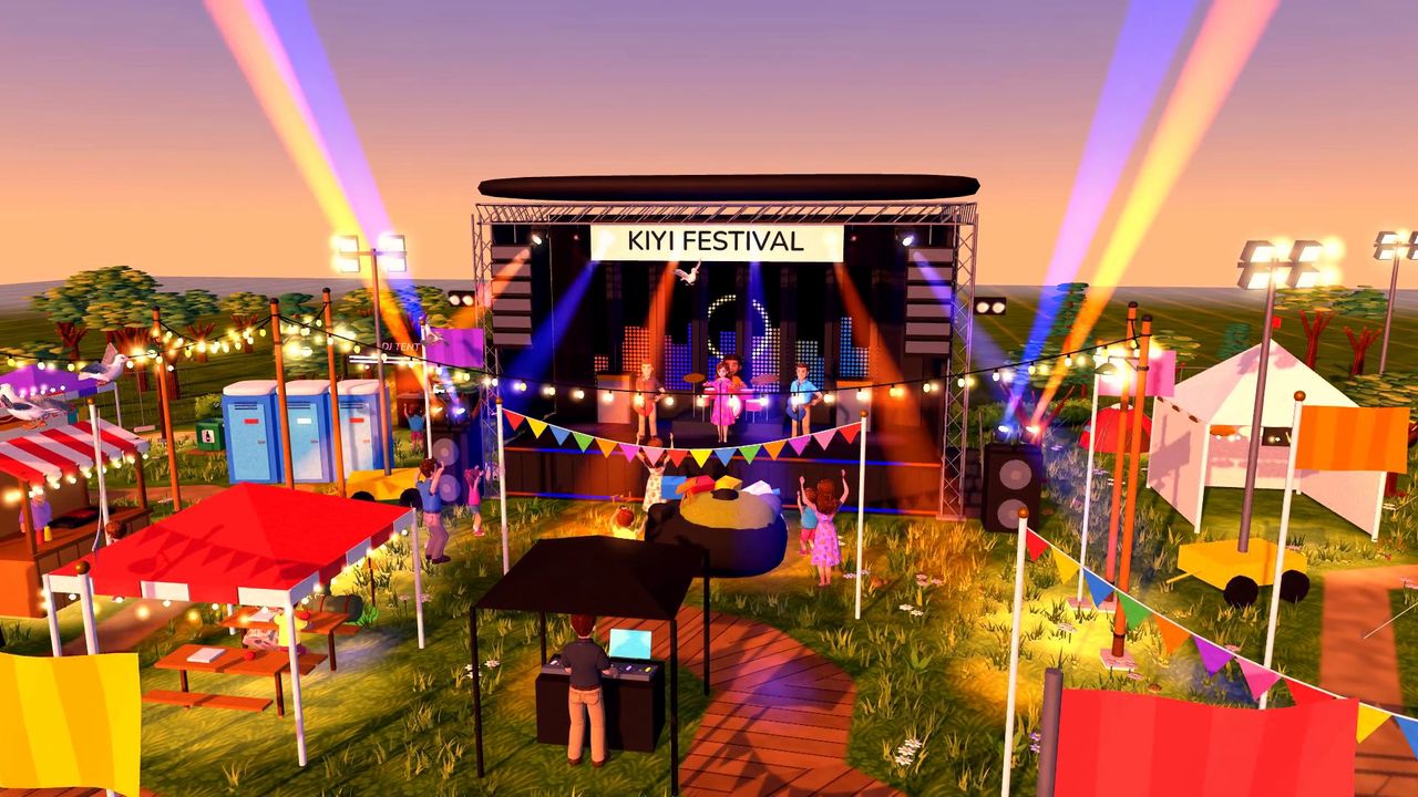 A light show over the stage at the concert ground